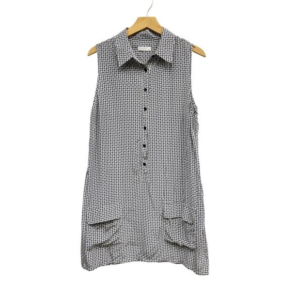 Equipment Sleeveless Geometric Print Half Button Silk Dress size Large - Picture 2 of 6